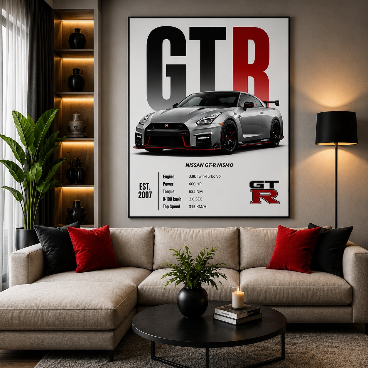 Nissan GT-R Nismo Wall Art – Super Silver JDM Sports Car Performance Canvas