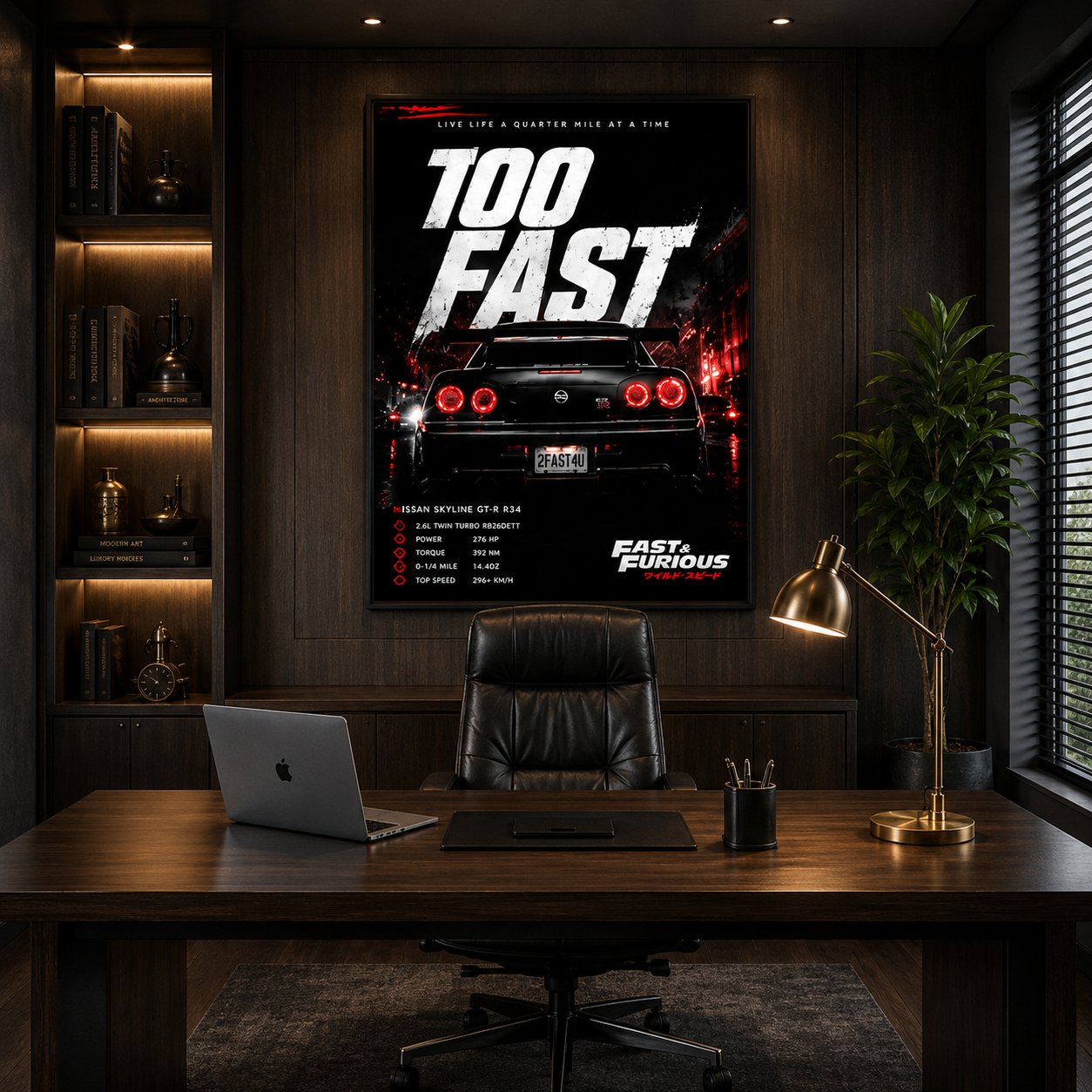 JDM Nissan Skyline GT-R R34 Canvas Poster – Too Fast Fast & Furious Car Wall Art - Image 4