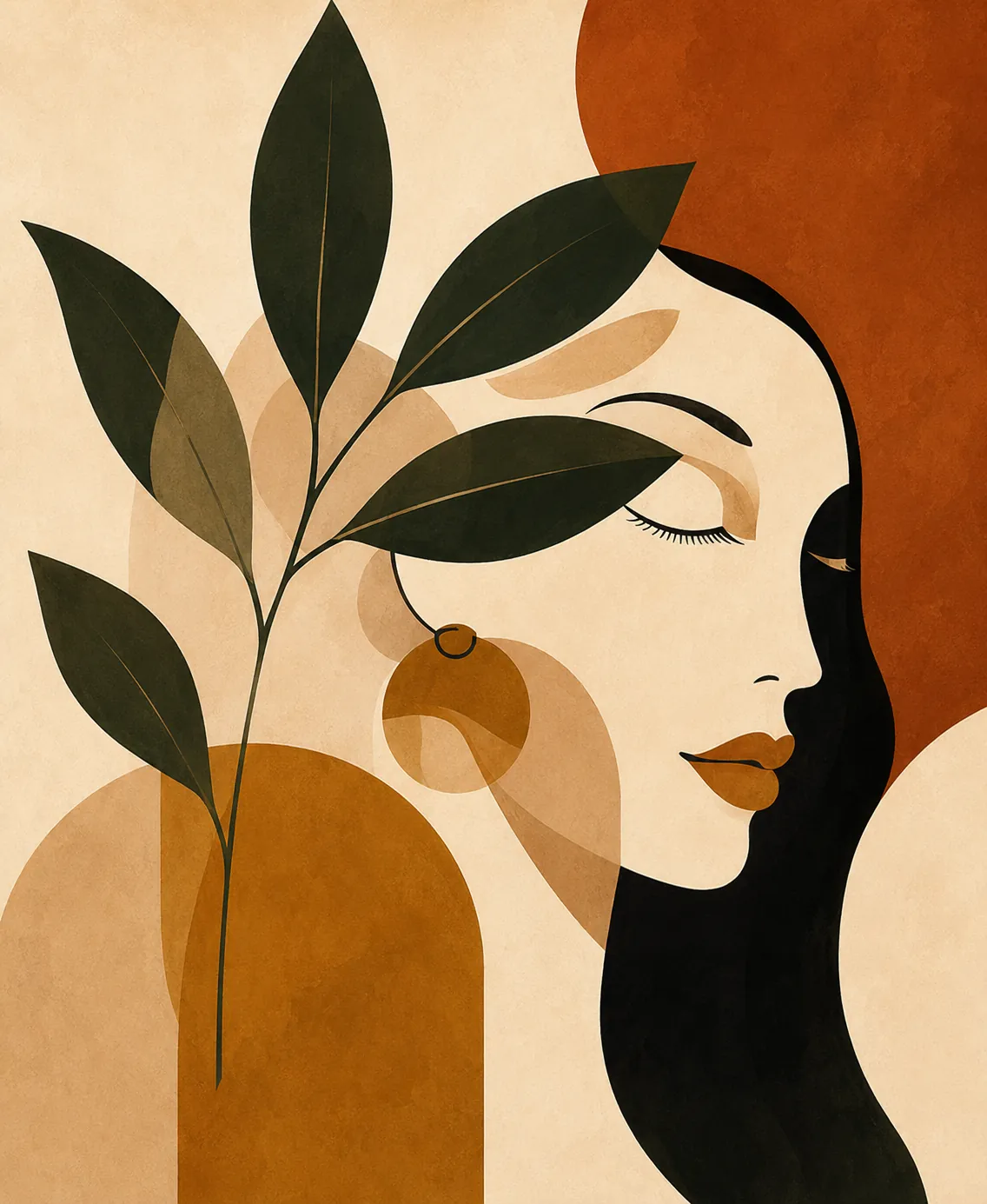 Earth Goddess – Modern Mid-Century Feminine Silhouette Wall Art - Image 2