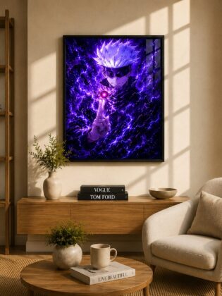 Hollow Purple Void – Neon Jujutsu Sorcerer Unlimited Aura Anime Wall Art Blockout Print