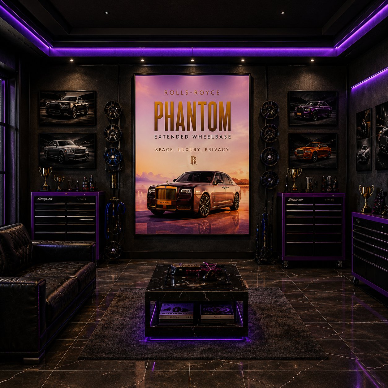 Rolls-Royce Phantom Extended Wheelbase Wall Art – Luxury Rose Gold Canvas Print - Image 4