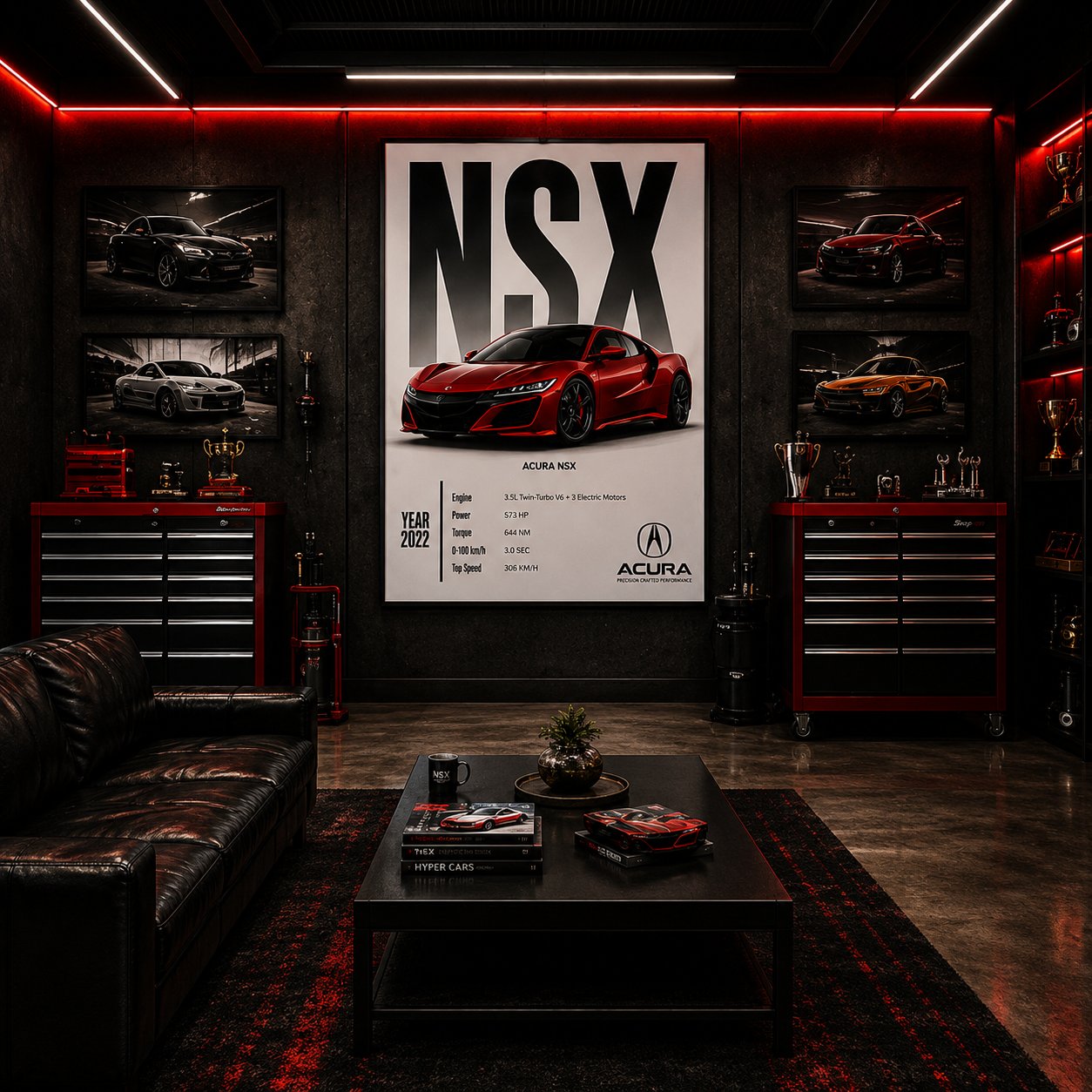 Acura NSX Hybrid Supercar Wall Art – Curva Red JDM Performance Canvas Print - Image 3