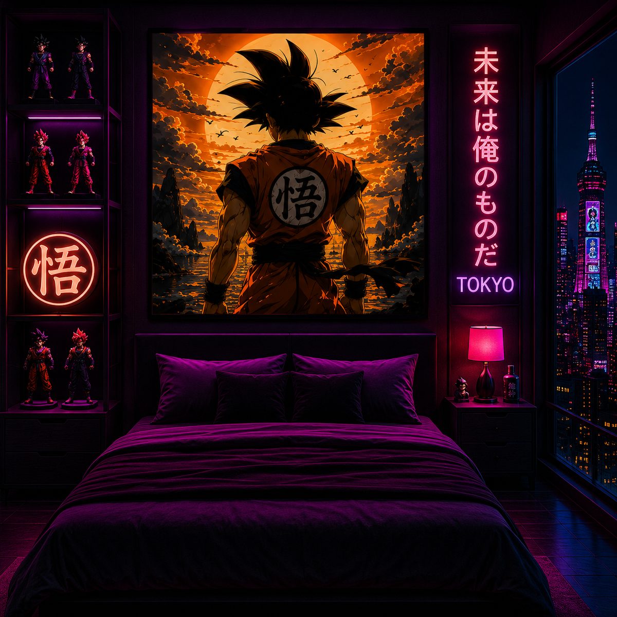 Dragon Ball Goku Wall Art – Saiyan Horizon Giant Sunset Canvas Print - Image 2