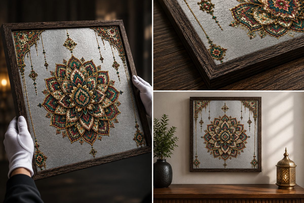 Luxury Ornate Mandala Canvas Art – Premium Silver Metallic Arabesque Print - Image 2