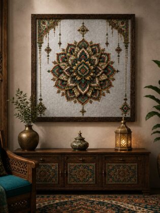 Luxury Ornate Mandala Canvas Art – Premium Silver Metallic Arabesque Print