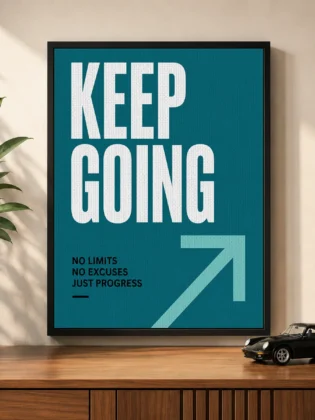 Minimalist Arrow Typography Canvas Print – "Keep Going"