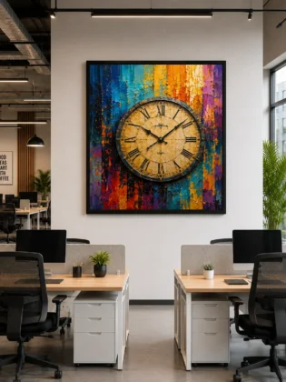 Vintage Pocket Watch Color Maximal Canvas Print - Retro Impasto Clock Wall Art