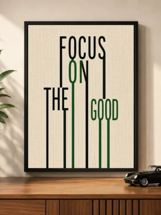Minimalist Linear Typography Canvas Print – "Focus On The Good"