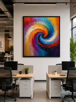 Swirling Vortex Abstract Color Maximal Canvas Print - Retro Impasto Spiral Wall Art