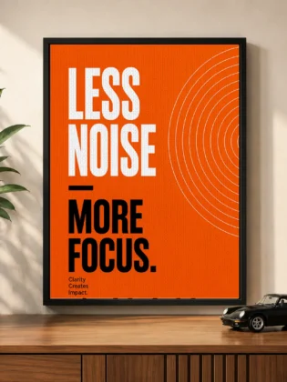 Modern Geometric Typography Canvas Print – "Less Noise, More Focus"