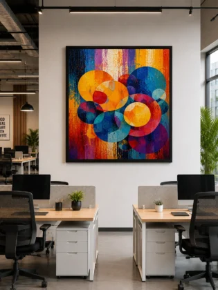 Geometric Overlapping Circles Color Maximal Canvas Print - Retro Impasto Abstract Wall Art