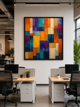 Geometric Block Patchwork Color Maximal Canvas Print - Retro Impasto Abstract Wall Art