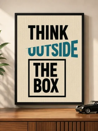 Creative Concept Typography Canvas Print – "Think Outside The Box"