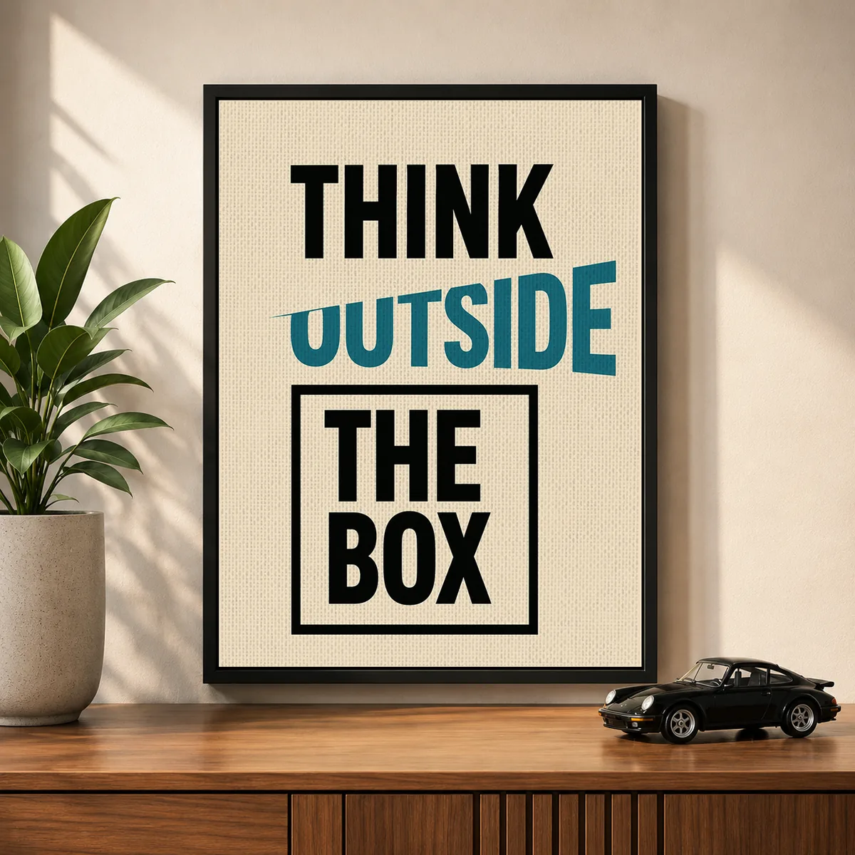 Creative Concept Typography Canvas Print – "Think Outside The Box"