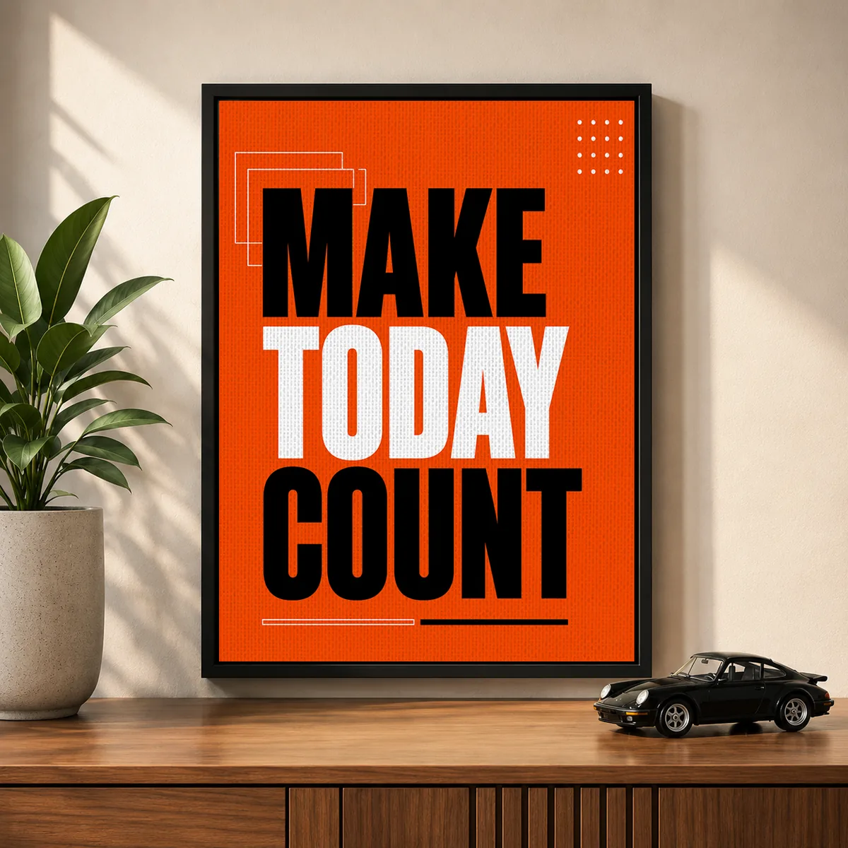 Motivational Quote Typography Canvas Print – "Make Today Count"