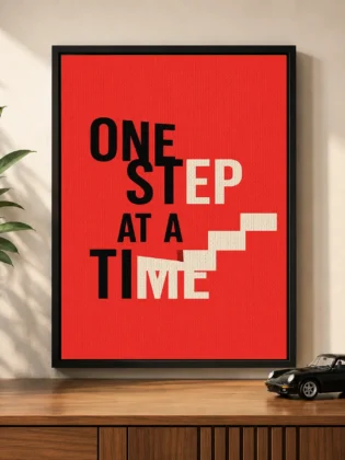 Inspirational Quote Typography Canvas Print – "One Step At A Time"