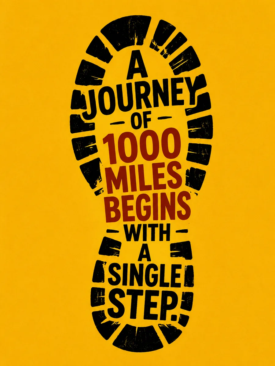 Inspirational Shoe Print Typography Canvas Art – "A Journey Of 1000 Miles" - Image 2