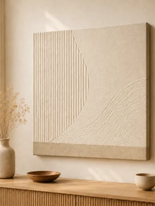 Minimalist Textured Plaster Canvas Print – Japandi Wabi-Sabi Modern Fluted & Arch Abstract Wall Art