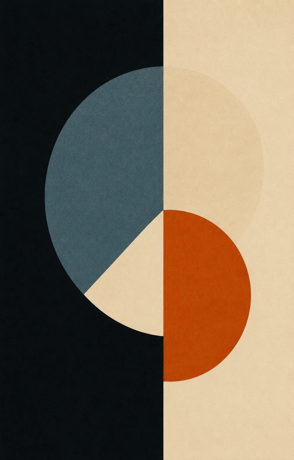 Bauhaus Abstract Geometric Split Circle Canvas Print - Mid-Century Modern Minimalist Wall Art - Image 2