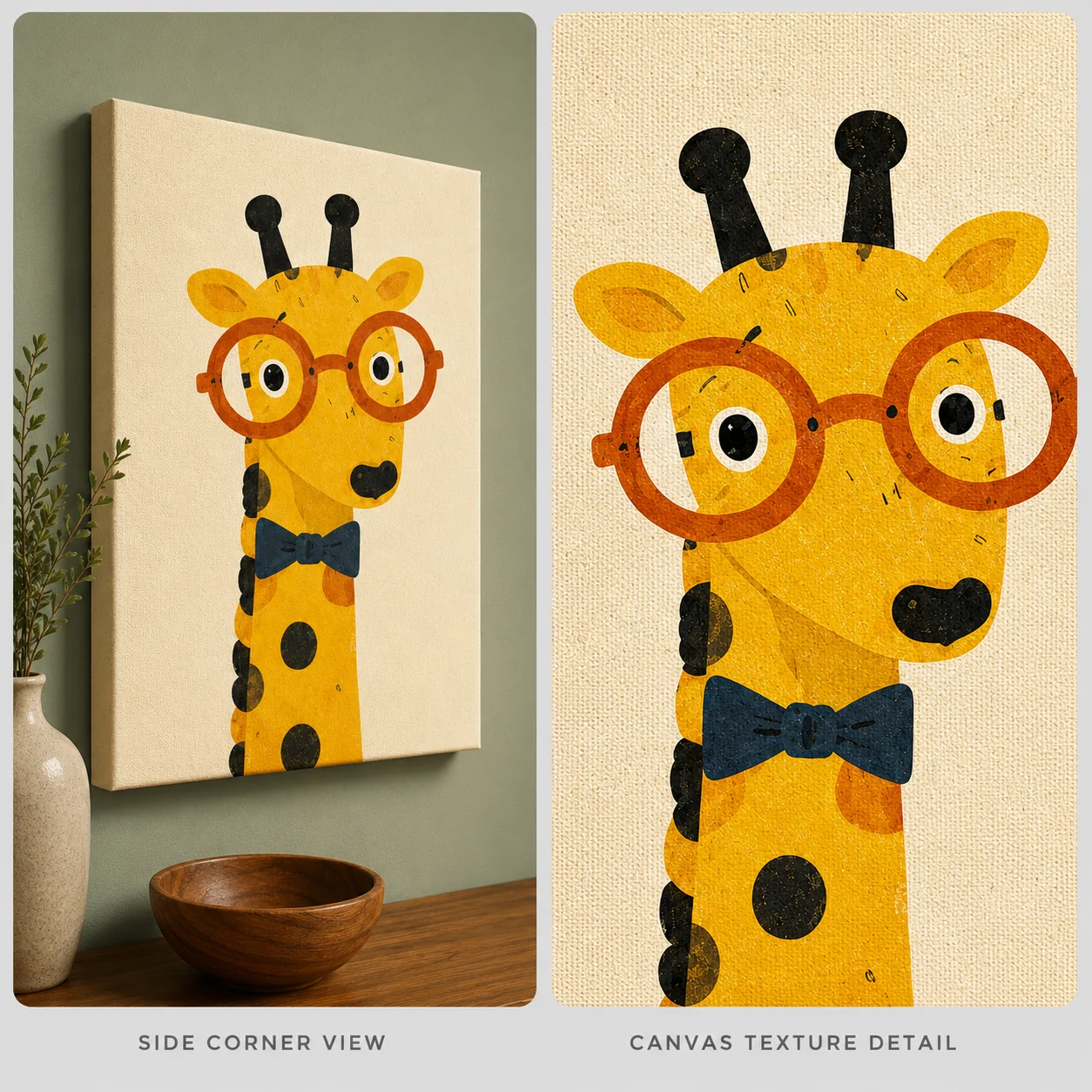 Cute Giraffe in Glasses Canvas Print - Geeky Giraffe Kids Wall Art - Image 4