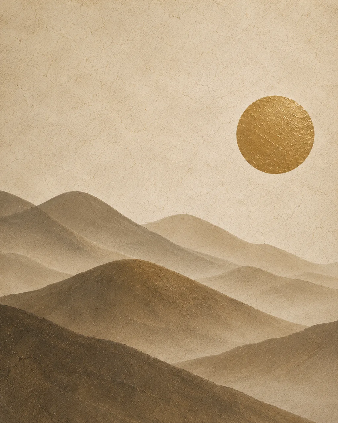 Misty Dunes & Gold Sun Canvas Art – Neutral Japandi Nature Print - Image 2