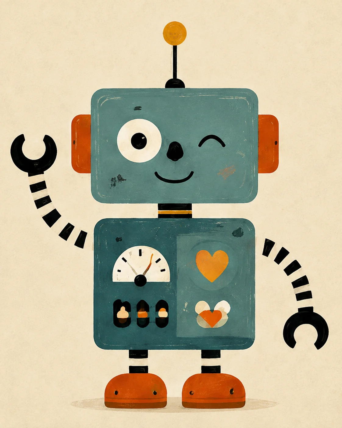 Friendly Winking Robot Canvas Print - Retro Robot Kids Wall Art - Image 3