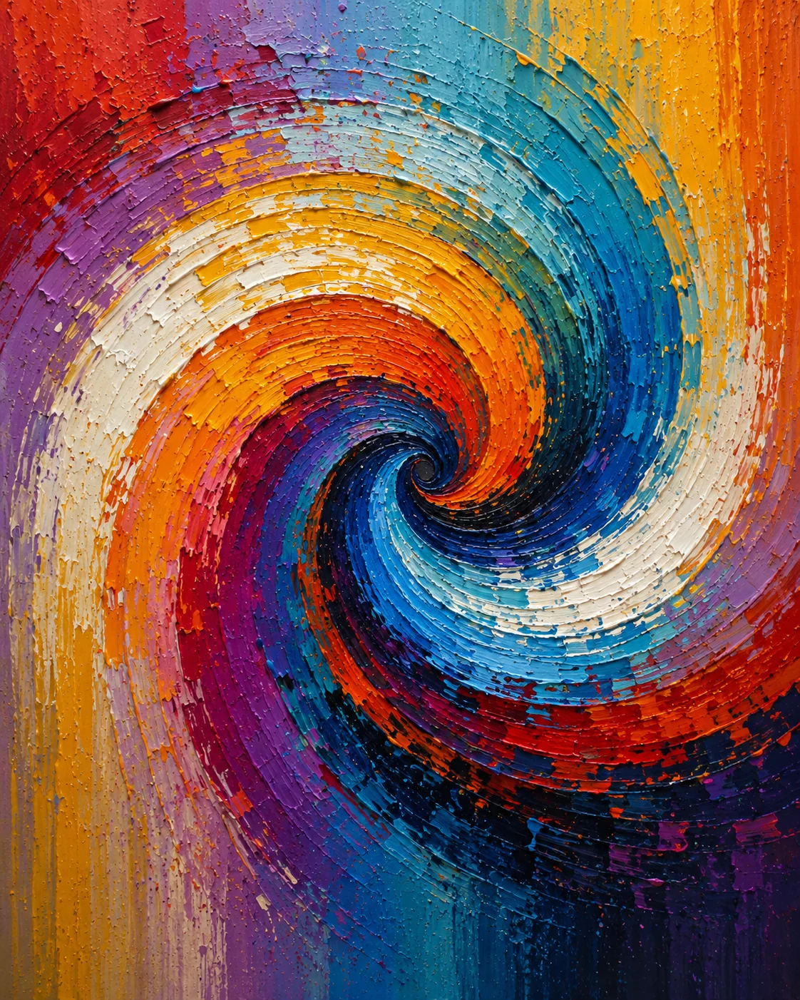 Swirling Vortex Abstract Color Maximal Canvas Print - Retro Impasto Spiral Wall Art - Image 2
