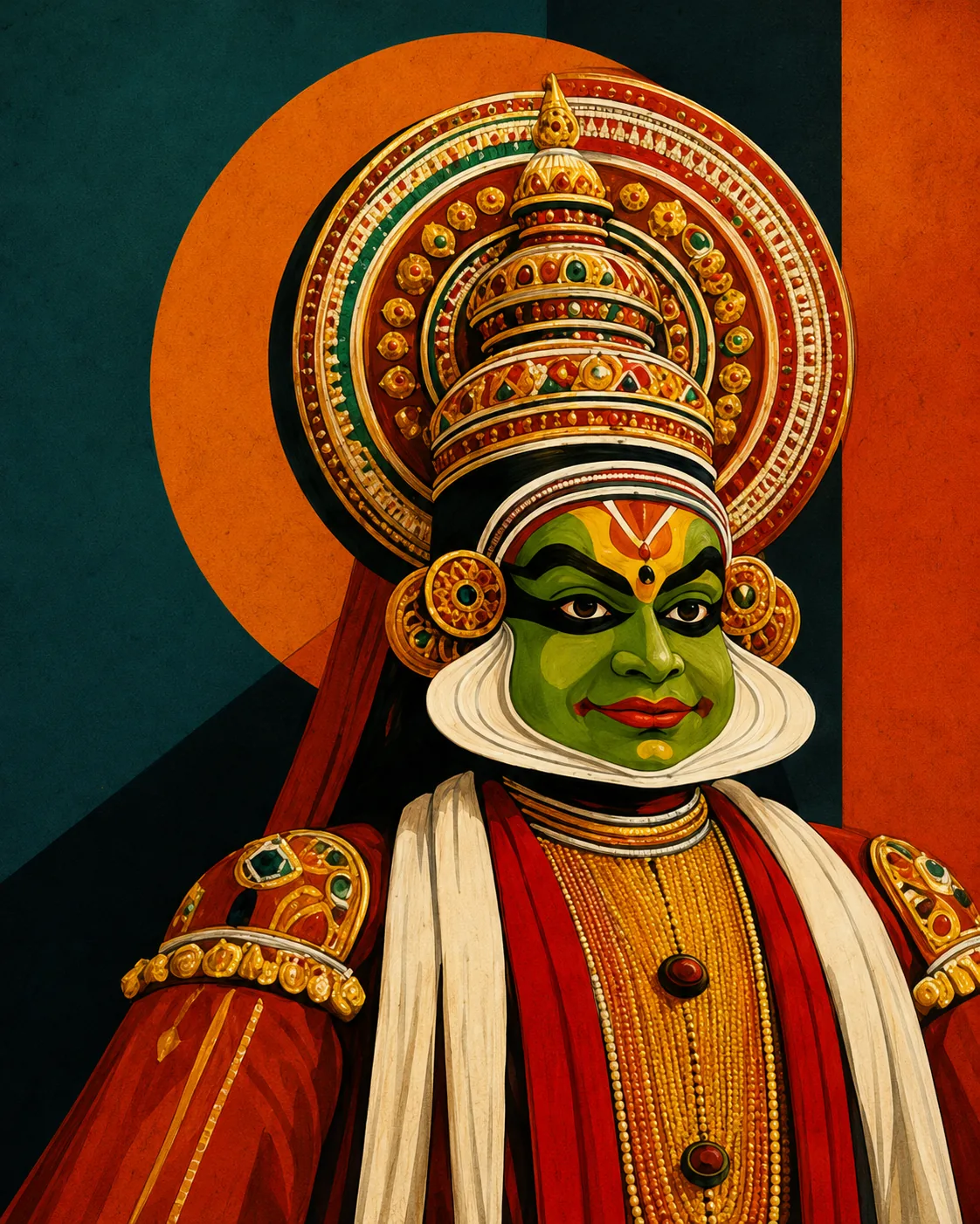 Retro Kathakali Canvas Print - Vintage Indian Classical Dance Wall Art - Image 2