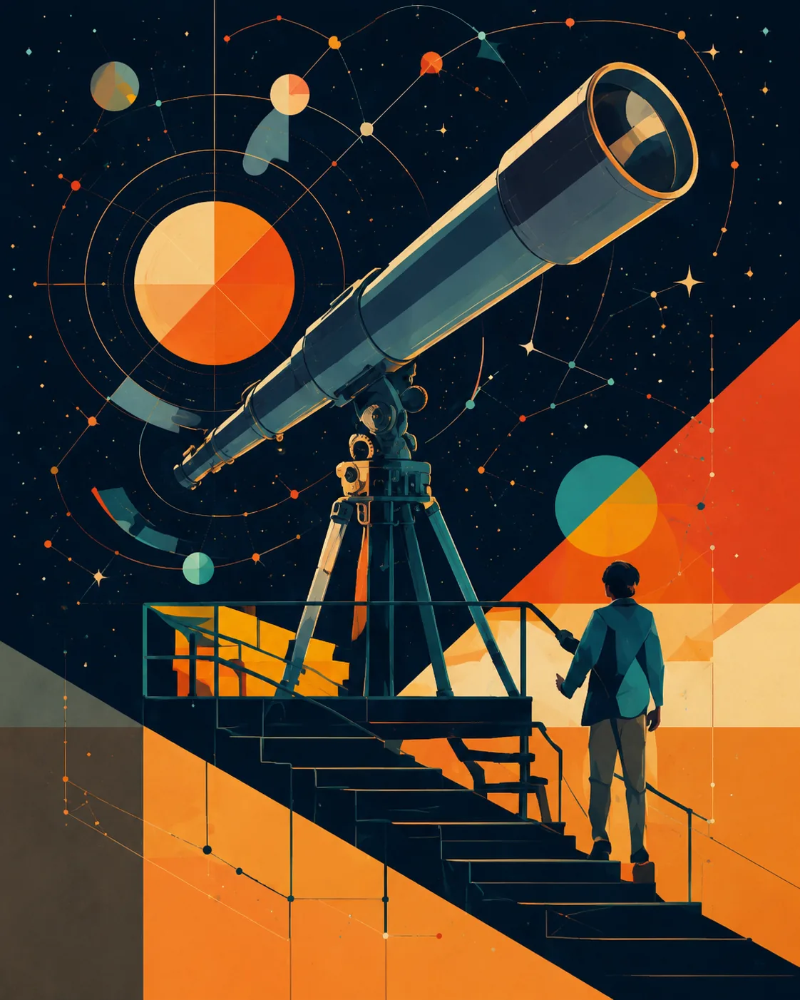 Retro Telescope Observatory Canvas Print - Vintage Stargazing Wall Art - Image 2
