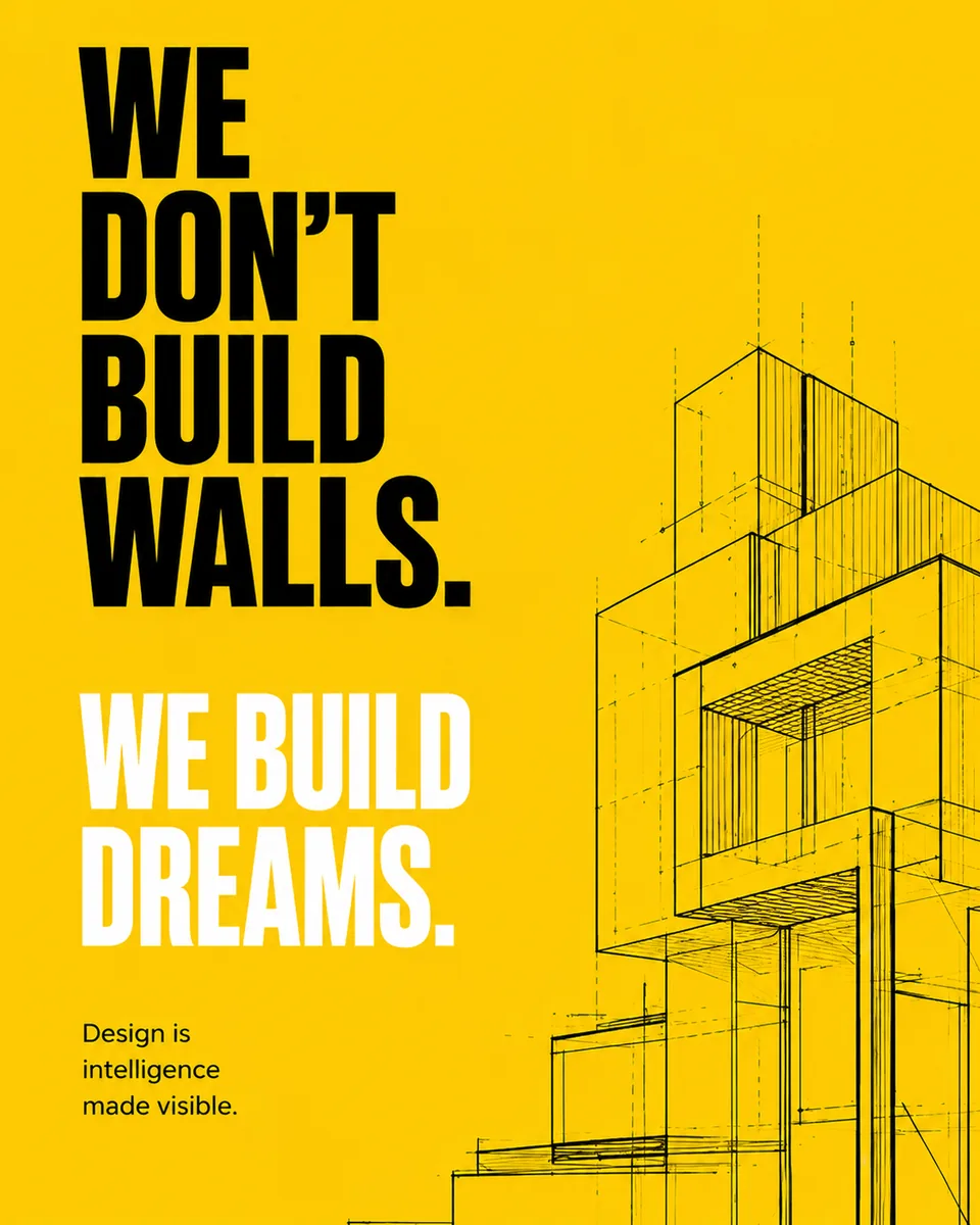 Inspirational Architecture Typography Canvas Print – "We Don't Build Walls, We Build Dreams" - Image 2