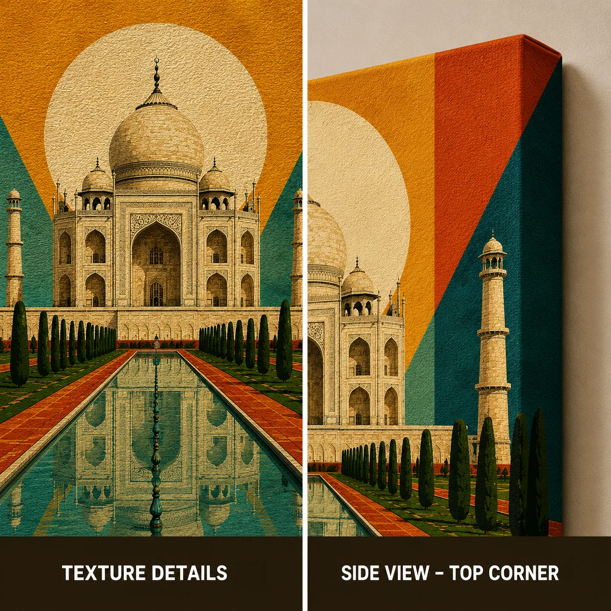 Retro Taj Mahal Canvas Print - Vintage Agra Monument Sunset Wall Art - Image 4