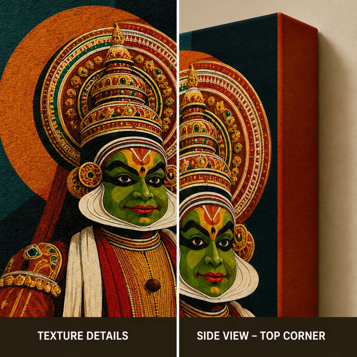 Retro Kathakali Canvas Print - Vintage Indian Classical Dance Wall Art - Image 4