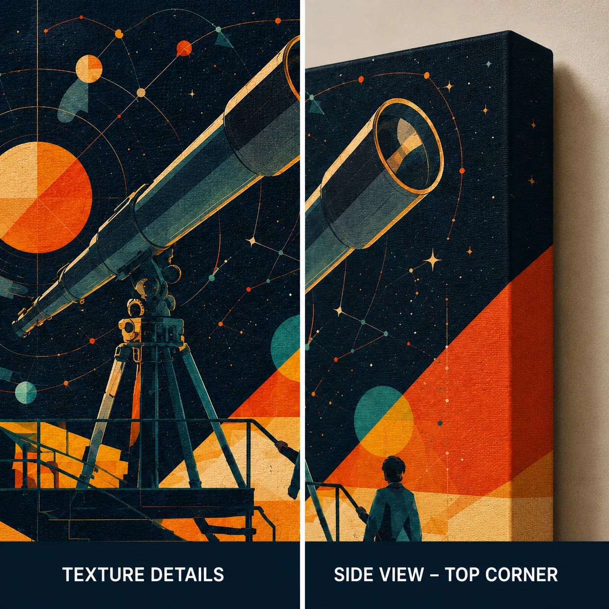 Retro Telescope Observatory Canvas Print - Vintage Stargazing Wall Art - Image 4