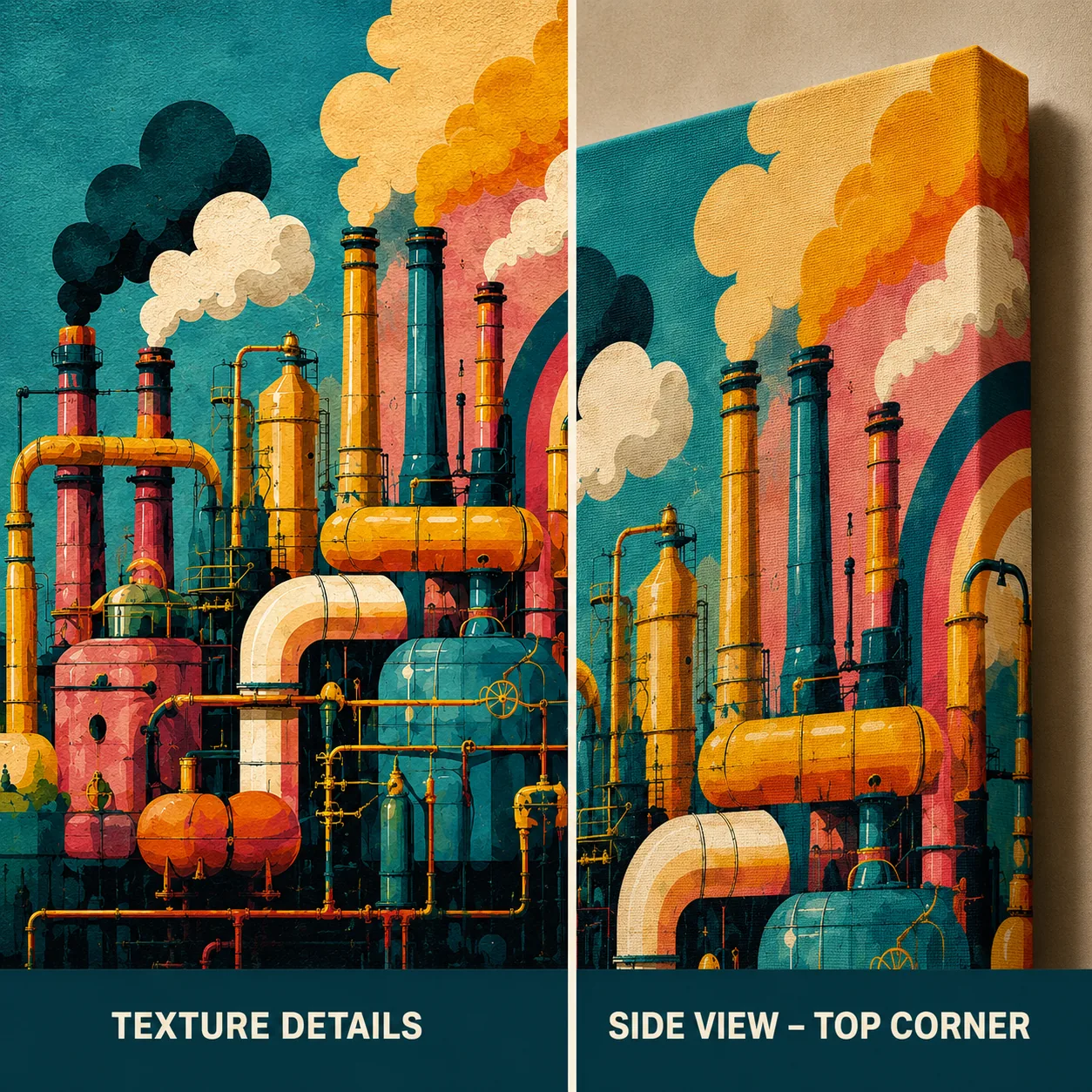 Retro Industrial Factory Canvas Print - Vintage Pop Art Machinery Wall Art - Image 4