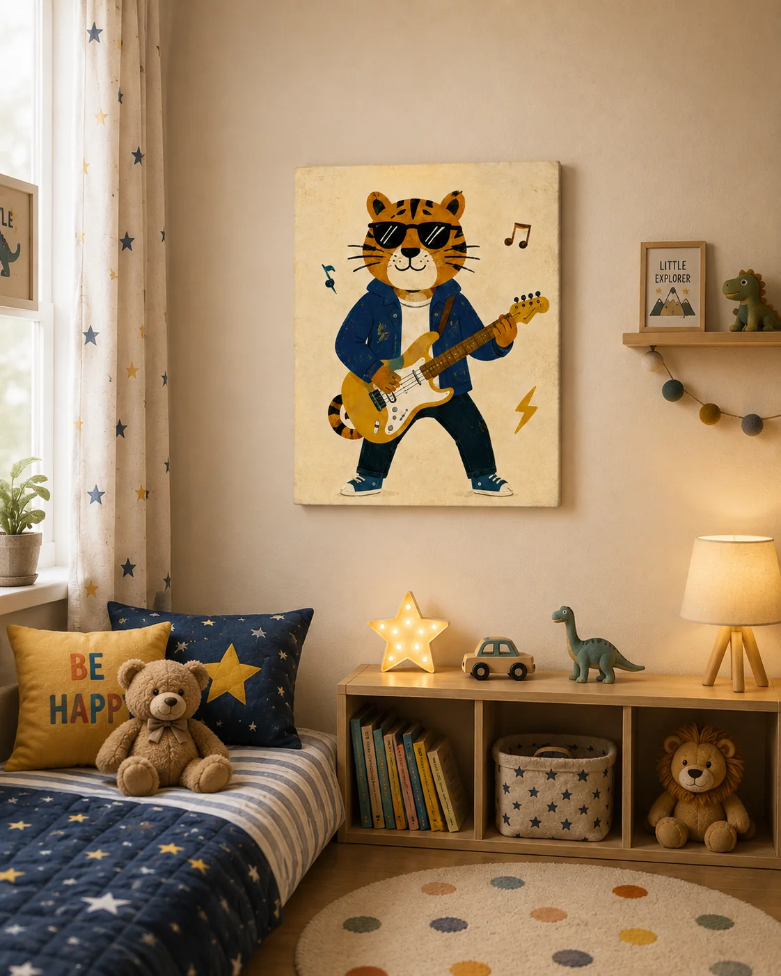 Cool Rockstar Tiger Playing Guitar Canvas Print - Funky Animal Kids Wall Art - Image 4