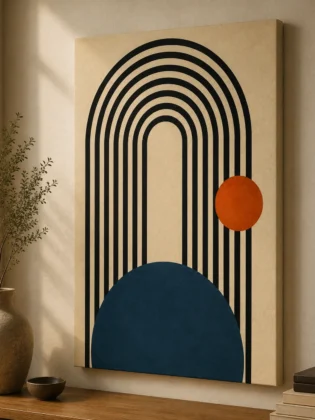 Bauhaus Abstract Geometric Arch Canvas Print - Mid-Century Modern Minimalist Wall Art