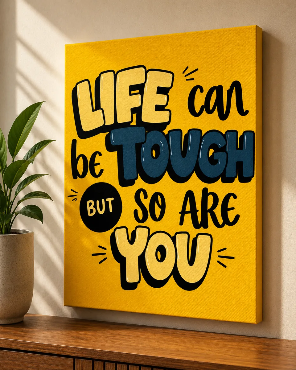 Playful Motivational Typography Canvas Print – "Life Can Be Tough But So Are You" - Image 2