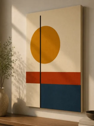 Bauhaus Abstract Sun & Lines Canvas Print -Mid-Century Modern Geometric Wall Art