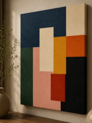 Bauhaus Abstract Geometric Color Block Canvas Print - Mid-Century Modern Wall Art