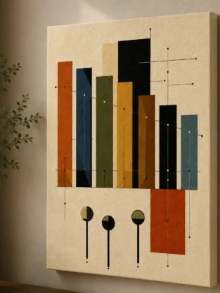 Bauhaus Abstract Geometric Pillars Canvas Print - Mid-Century Modern Color Block Wall Art