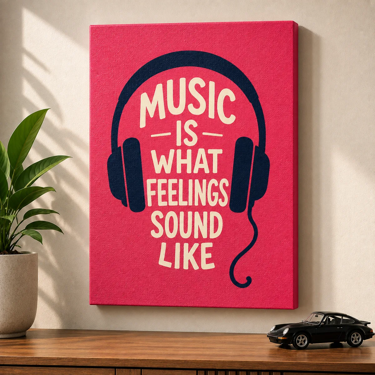 Modern Music Quote Typography Canvas Print – "Music Is What Feelings Sound Like" - Image 2