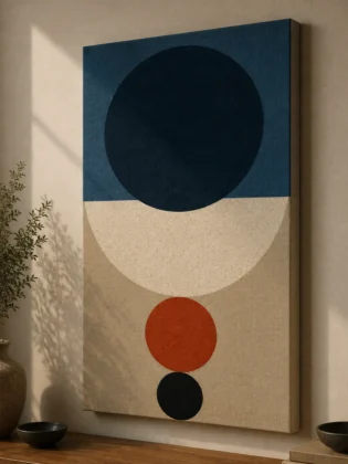Bauhaus Abstract Geometric Circles Canvas Print - Mid-Century Modern Minimalist Wall Art