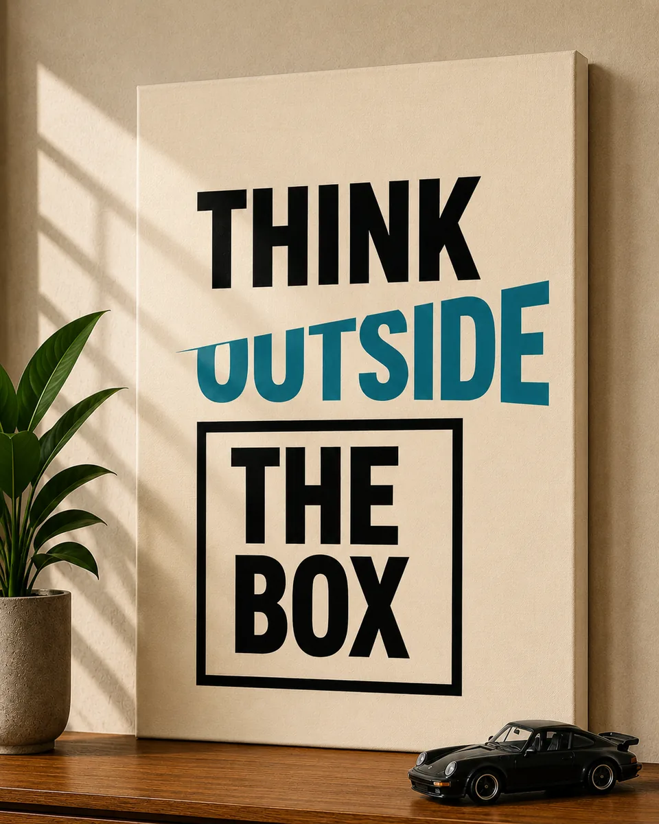 Creative Concept Typography Canvas Print – "Think Outside The Box" - Image 3