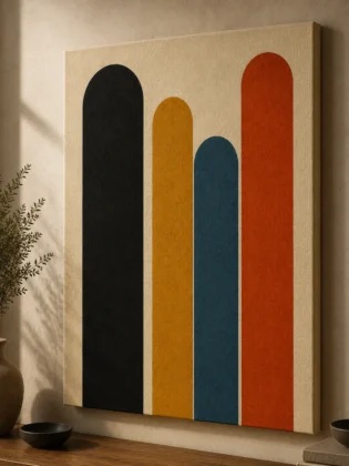 Bauhaus Abstract Geometric Arch Pillars Canvas Print - Mid-Century Modern Color Block Wall Art