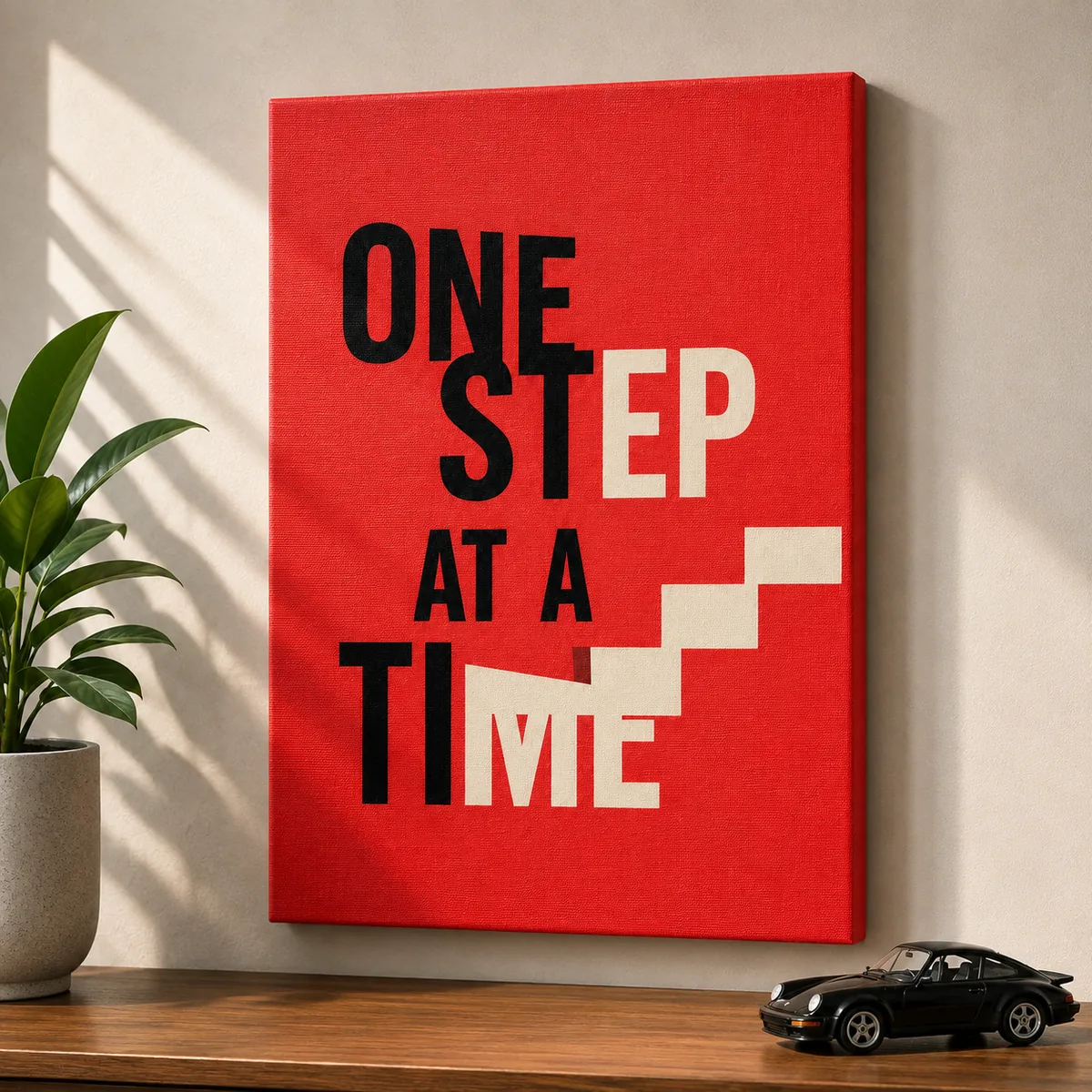 Inspirational Quote Typography Canvas Print – "One Step At A Time" - Image 4