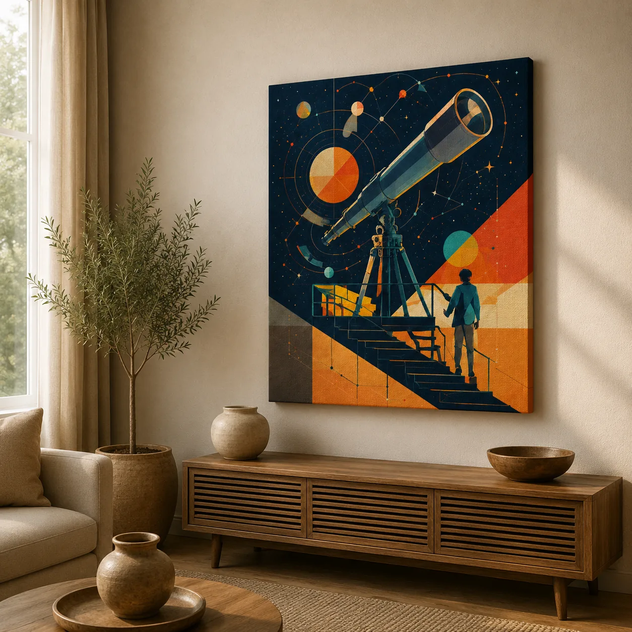 Retro Telescope Observatory Canvas Print - Vintage Stargazing Wall Art - Image 3