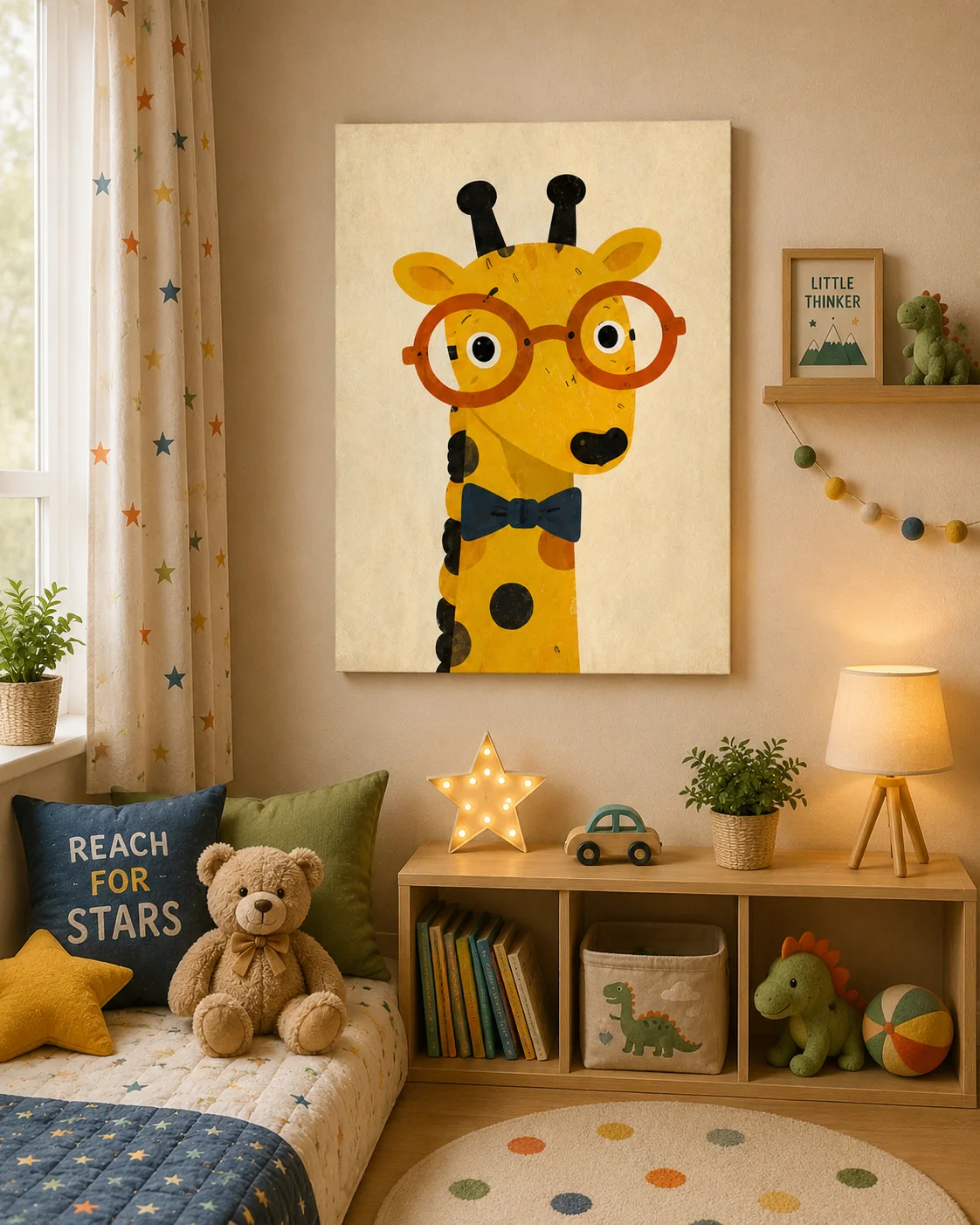 Cute Giraffe in Glasses Canvas Print - Geeky Giraffe Kids Wall Art - Image 2