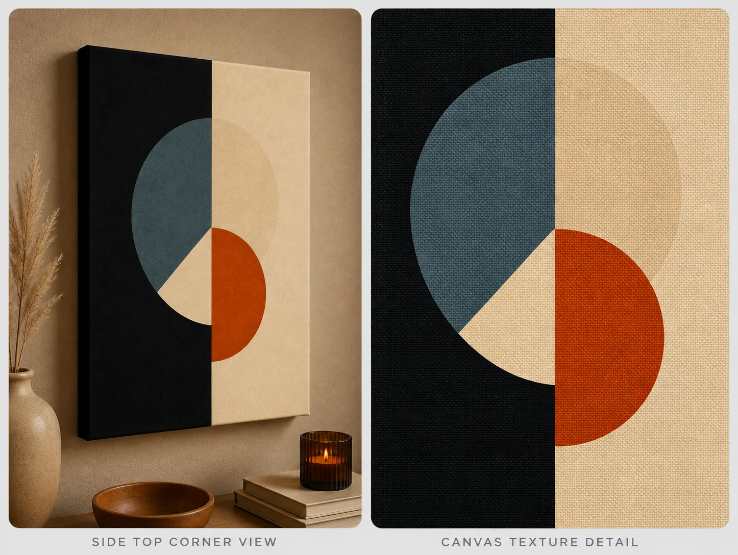 Bauhaus Abstract Geometric Split Circle Canvas Print - Mid-Century Modern Minimalist Wall Art - Image 3