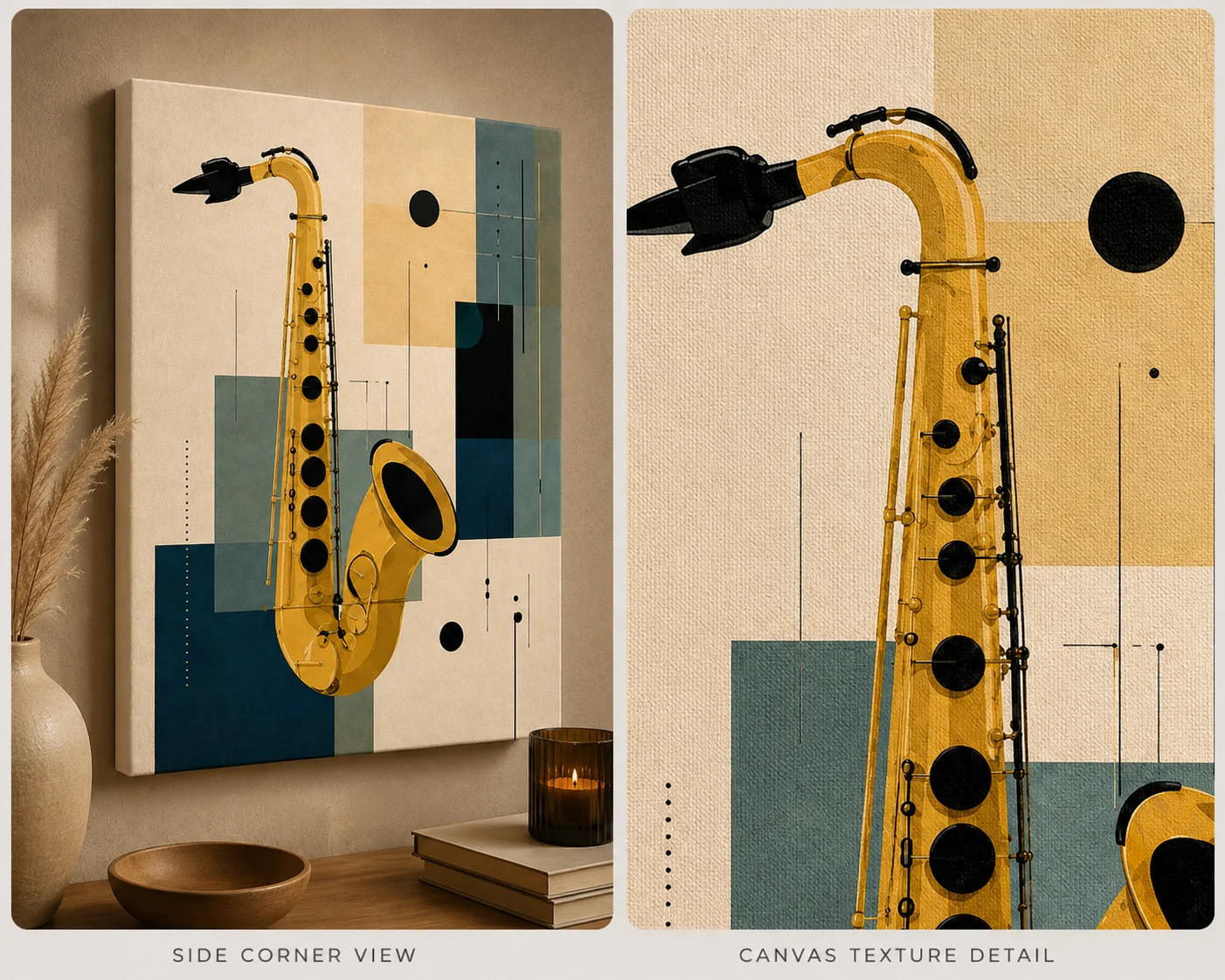 Bauhaus Abstract Saxophone Music Canvas Print -Mid-Century Modern Jazz Wall Art - Image 3