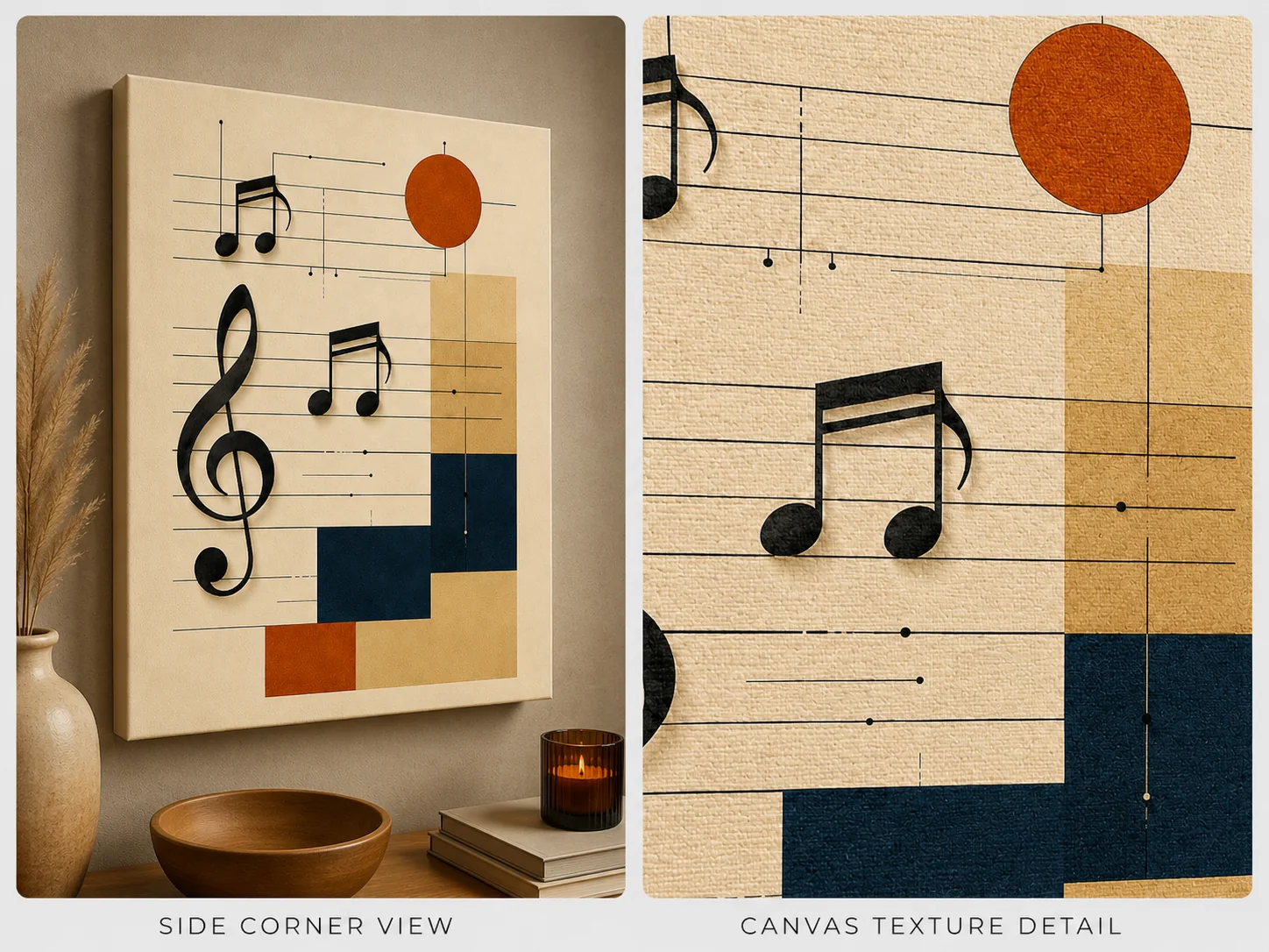Bauhaus Abstract Music Sheet Canvas Print - Mid-Century Modern Musical Notes & Clef Wall Art - Image 3